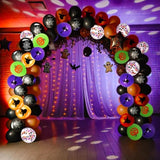 50 Pack 12 Inch Halloween Balloons Black Orange Green Purple with Spooky Designs
