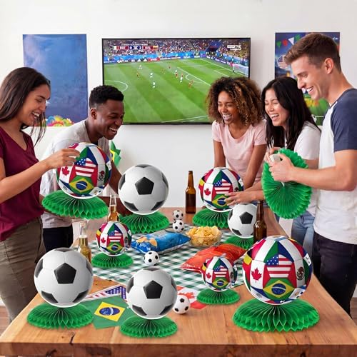 12 Pcs Soccer Table Decorations Soccer Centerpieces for Table