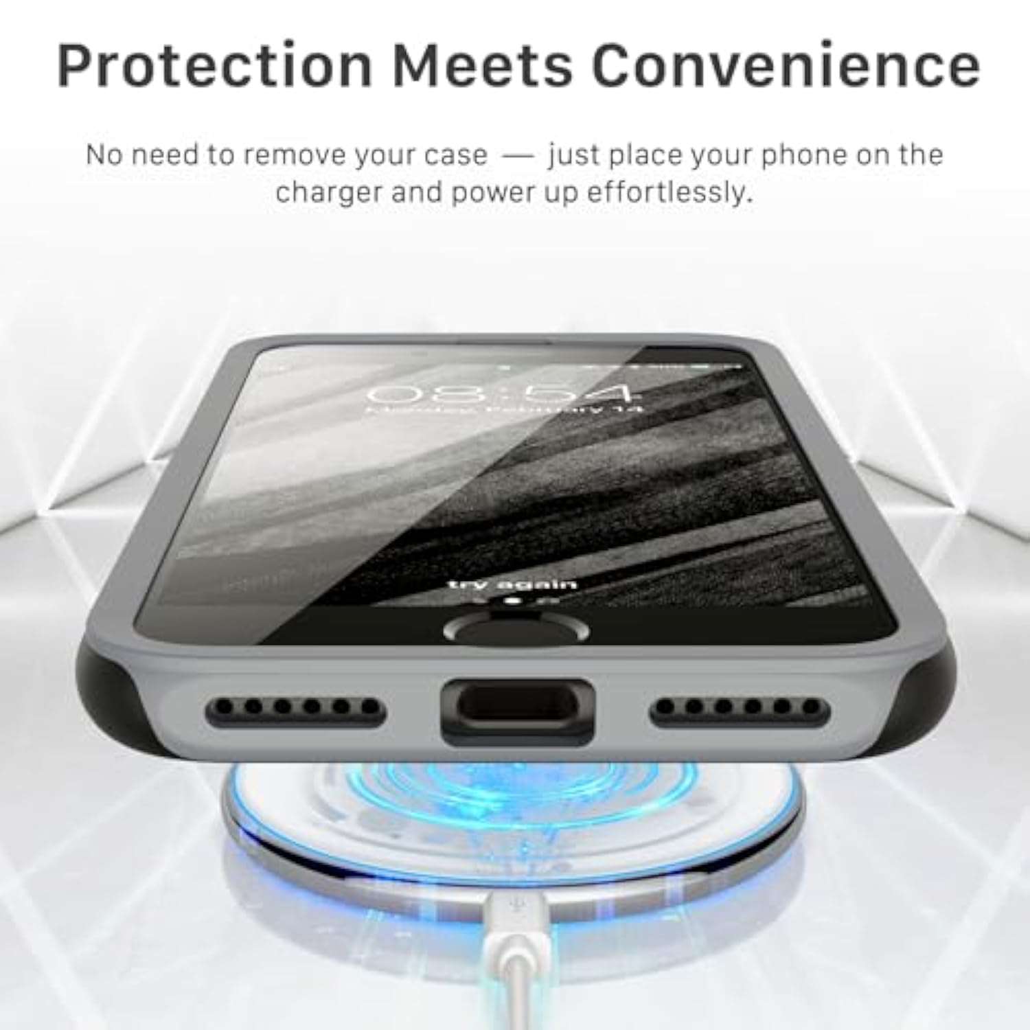 iPhone SE 2022/2020 8 7 Shockproof Rugged Case Wireless Charging Black Gray