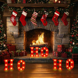 Ho Ho Ho Christmas Decorations Indoor, 6.3 Inches Led Marquee Light Up Letters Hohoho Signs, Battery Operated Christmas