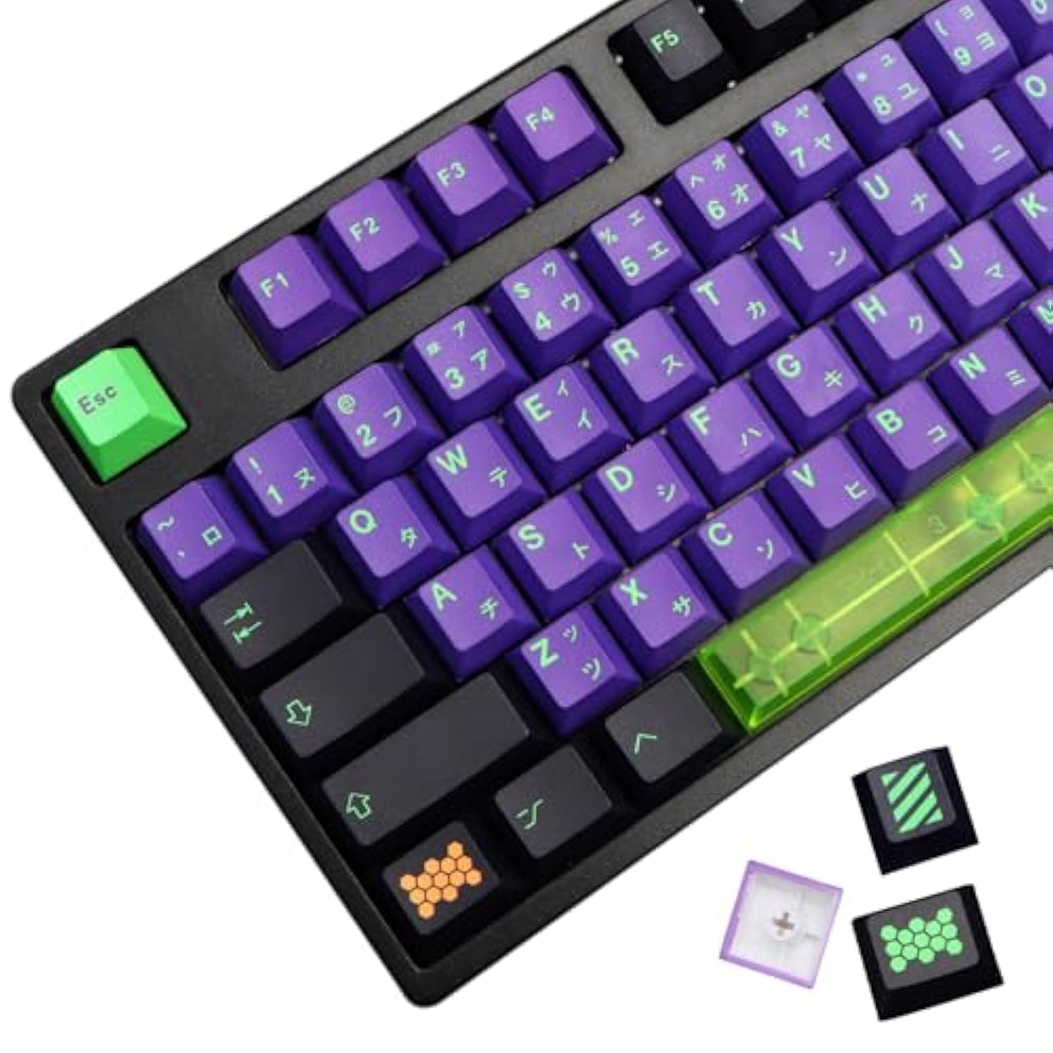 Keycaps Purple Black Keycaps, 134 Set Unit-01 Keycaps For Gaming Keyboard, Pbt