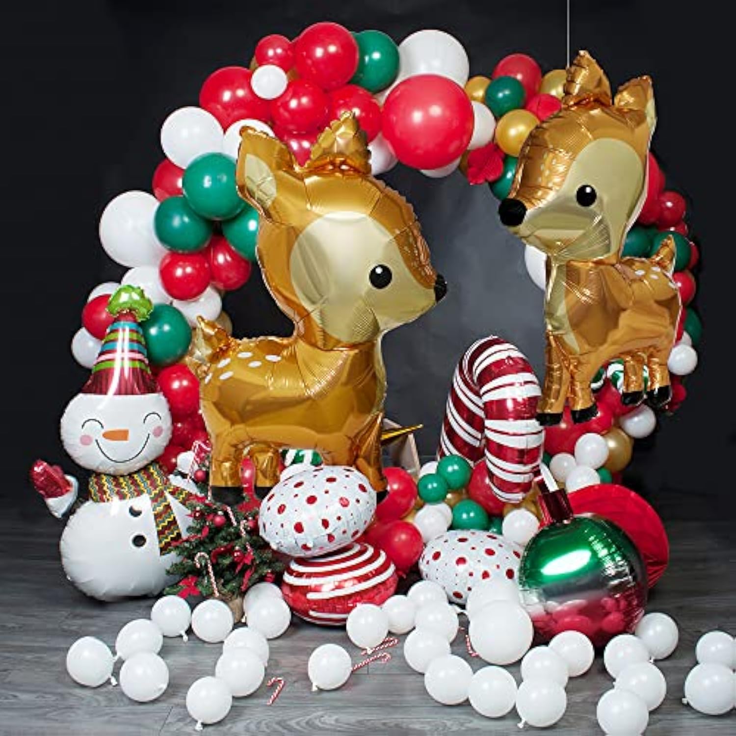 Woodland Deer Balloon Cartoon Jungle Safari Zoo Animal Party Supplies For Christams Birthday New Year Wedding, 4 Pack Big 41'' Cute Wild Forest Reindeer Balloons Wildlife Buck Decor Doe Deer Supplies