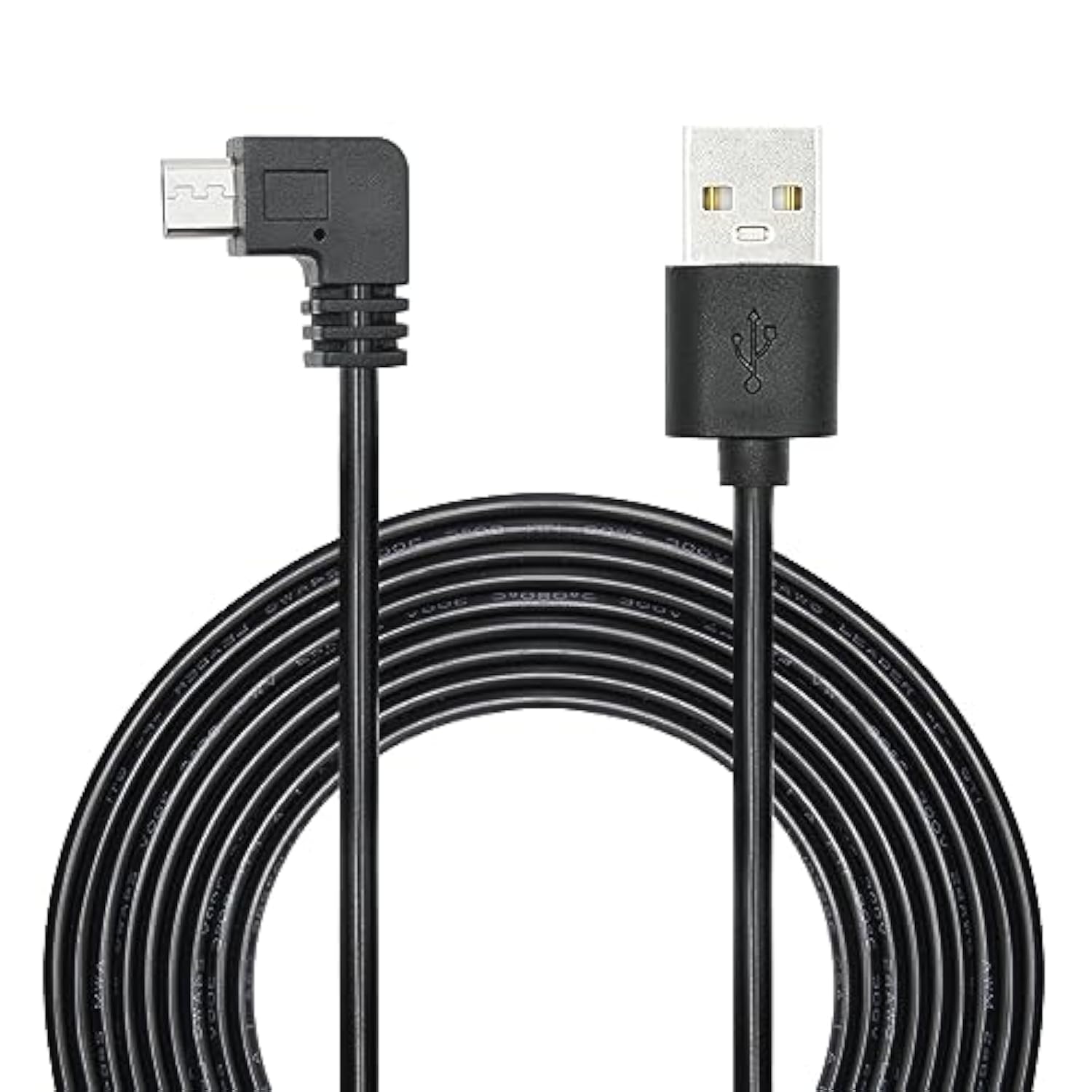 90 Degree Micro Usb Power Cable 11Ft, Right Angle Usb Dash Cam Charging Cord, For Car Dash Cam, Phones And Other Micro Usb Devices Charging