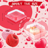 50 Pack Valentine‘S Day Charcuterie Boxes With Clear Lids And Rope 4 Disposable Square Dessert Boxes Pink Red Food Box Charcuterie Container For Valentines Mothers Day Wedding Party Favors