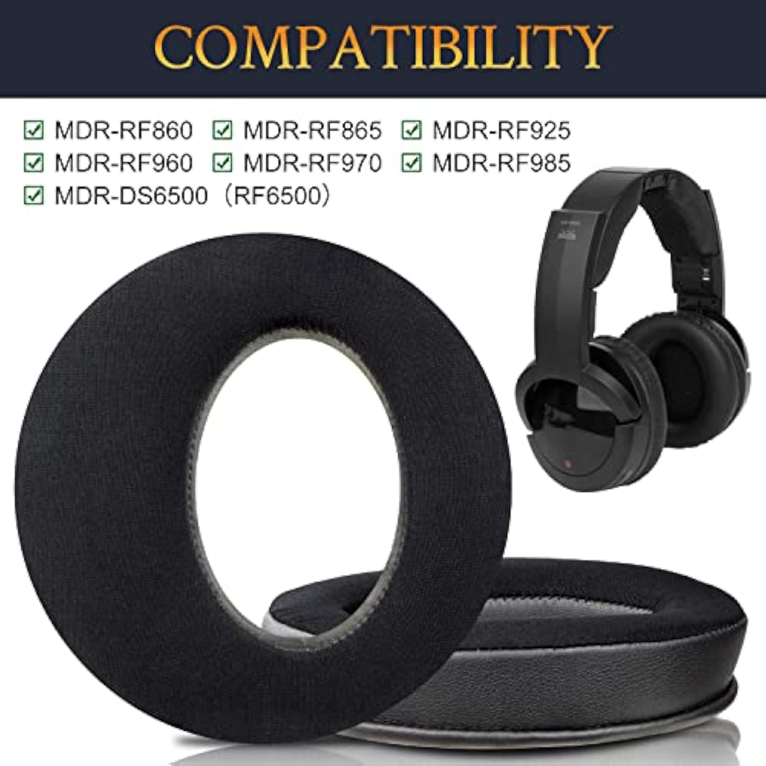 Cooling Gel Earpads For Sony Tmr/Mdr-Rf985R Rf960R Rf 960Rk Rf970 Rf970Rk Rf925Rk Rf865 Rf865R Rf865Rk Rf860/860F & Mdr-Ds6500 (Rf6500) Headphones, Ear Pads Cushions With Noise Isolation Foam