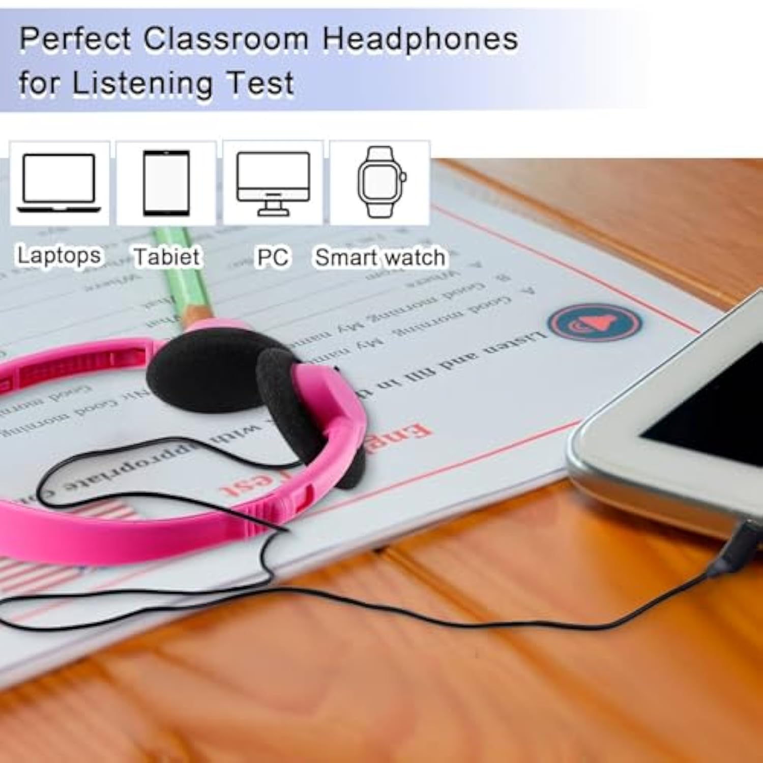30 Pack Class Set Headphones For Kids School Earphones Over Head Bulk Colored