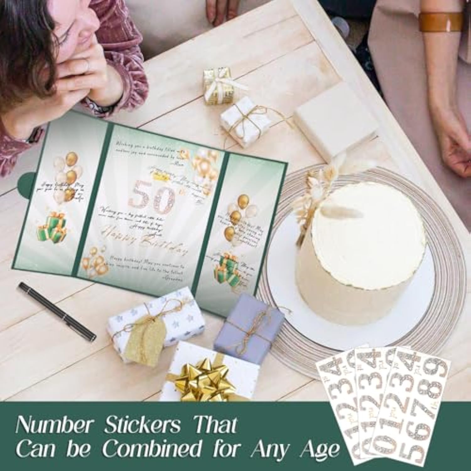 Green Gold Birthday Party Decorations,18" X 12" Creative Birthday Decorations Guest Sign In Book Alternative, For Men And Women Of All Ages, Happy Birthday Party Supplies