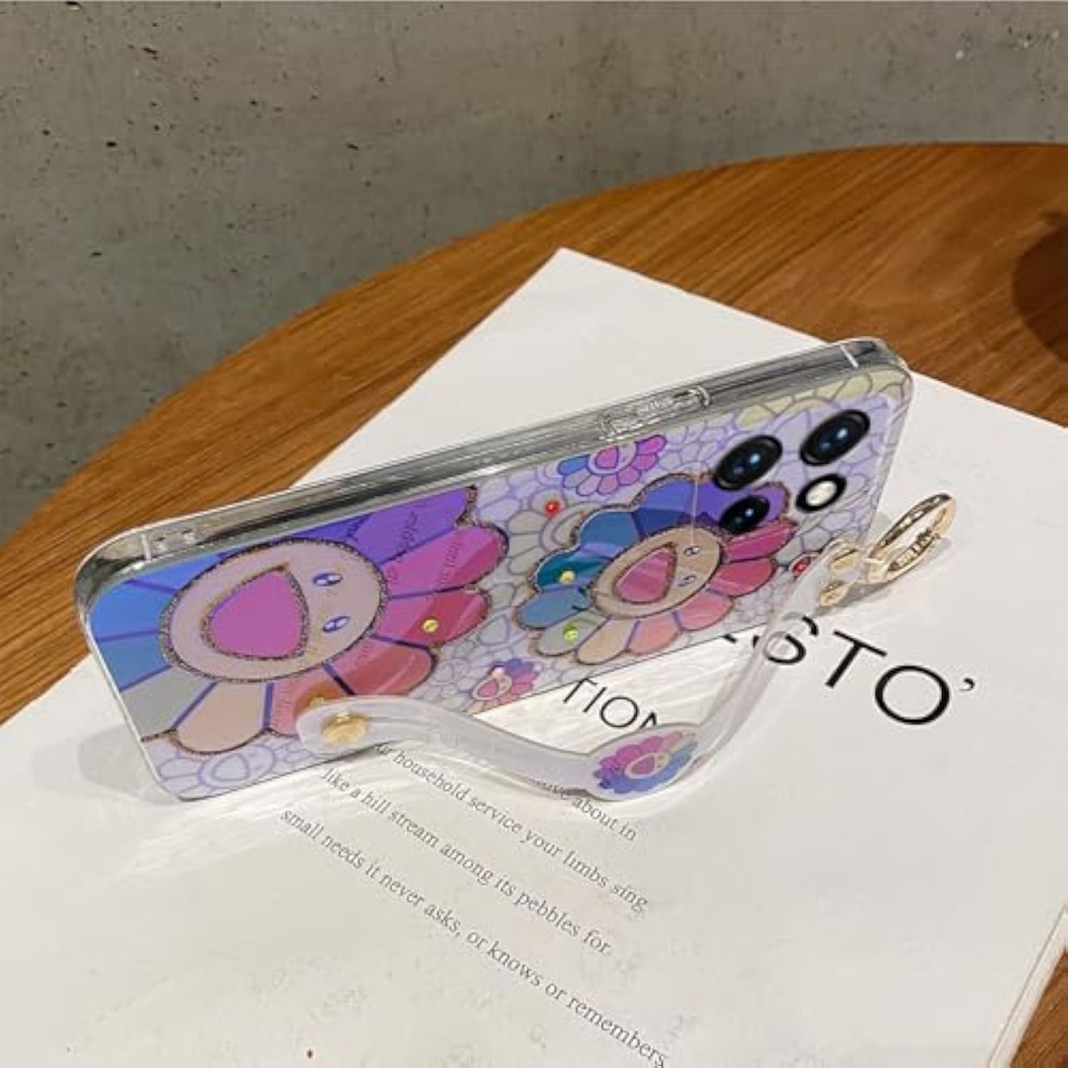 For Motorola Moto G 5G 2025 Case 6.7" With Wrist Strap Stand Glitter Imd Cute Kawaii Cartoon Pattern Design Shockproof Protective Phone Cases For Girls & Women - Sunflower