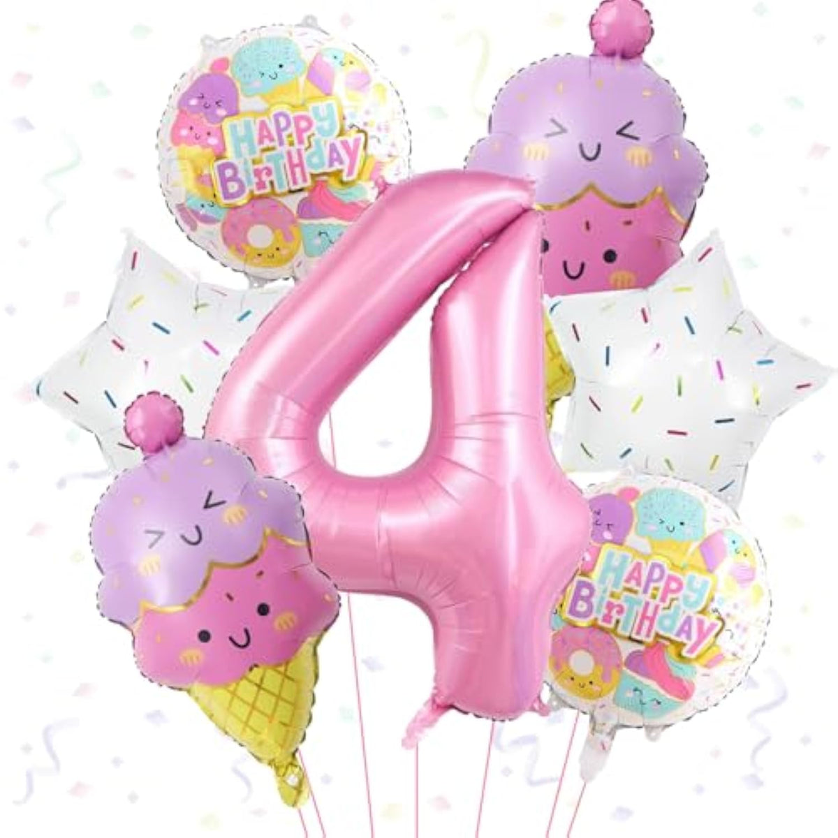 Pink Ice Cream Number 4 Balloon Ice Cream Theme Party Decor