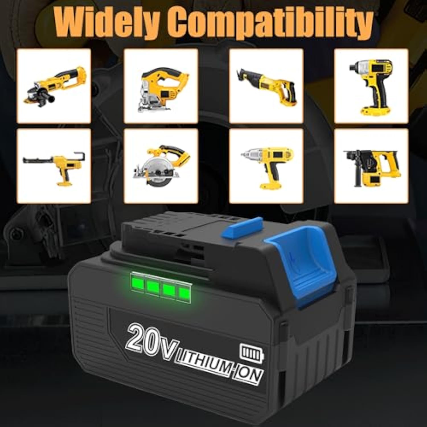 2Pack 6.5Ah Replacement For Dewalt 20V Max Battery And Charger, With Dcb118 20V Charger