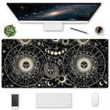 Xxl Large Gaming Mouse Pad & Desk Protector (35.5"X15.75") With Non-Slip Base, Waterproof Surface | Xxl Mouse Pad With Stitched Edges For Office Work, Gaming, Home Desk - Black Moon Sun