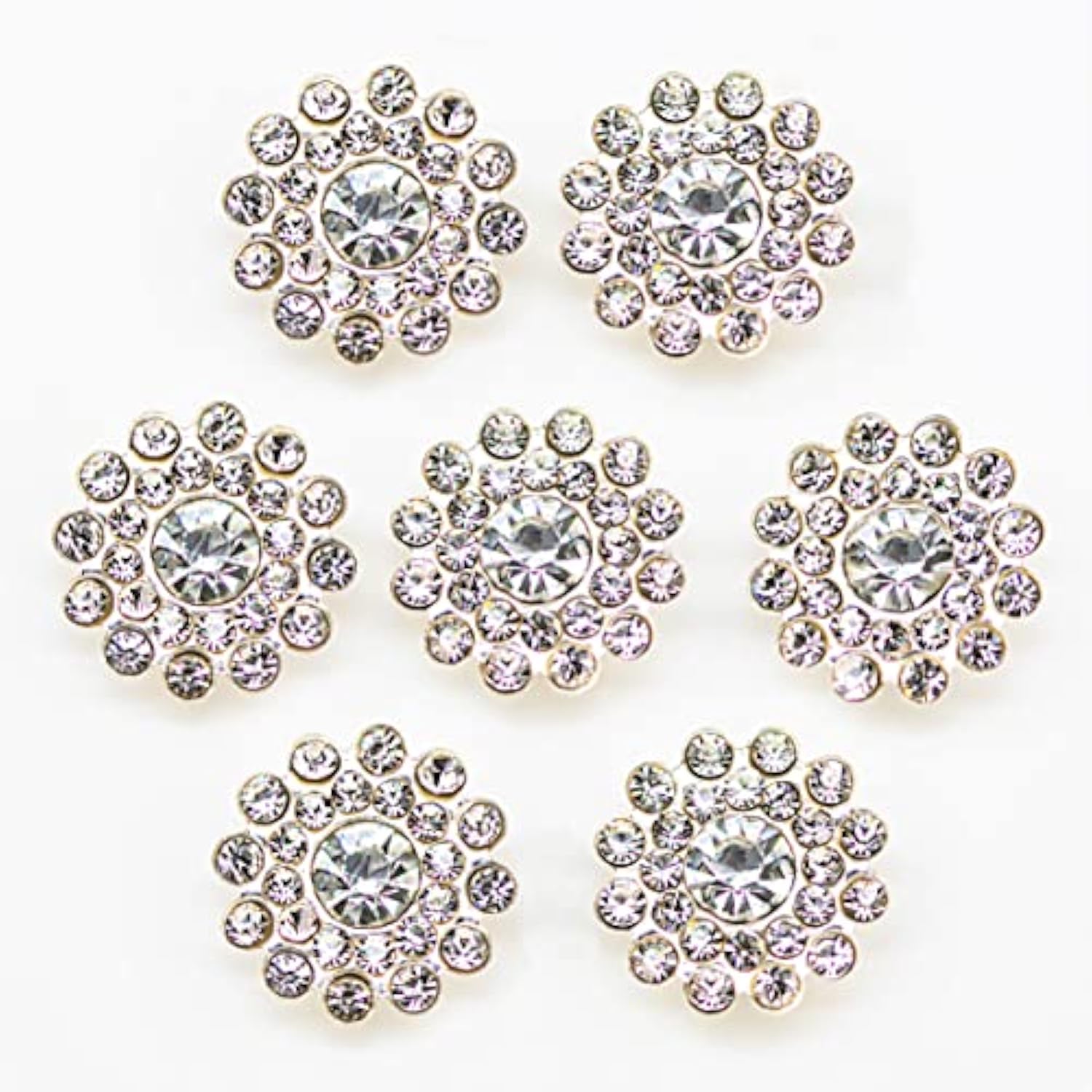50 Pcs Rhinestone Embellishments Crystal Decoration Brooch Button Flat