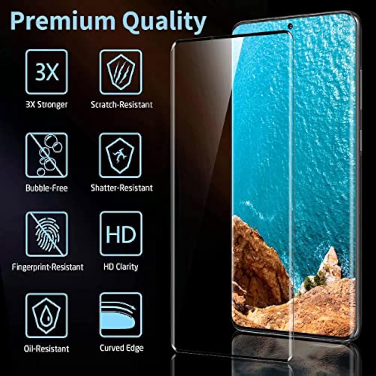 3 Pack Galaxy S21 Ultra Screen Protector, 9H Tempered Glass, Ultrasonic Fingerprint Support, 3D Curved,Hd Clear Scratch Resistant For Samsung Galaxy S21 Ultra 5G Glass Screen Protector