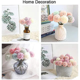Artificial Flowers 10 Pcs Fake Silk Artificial Chrysanthemum Ball Hydrangea Bridal Wedding Bouquet For Kitchen Home Decor (Black,Grey)