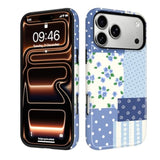 Magnetic Collage Phone Case for iPhone 17 Pro Max, Blue Floral Pattern