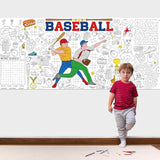 Baseball Themed Giant Coloring Poster Large Baseball Player Drawing Paper Coloring Tablecloth Diy Sports Theme Game Poster Table Cover Children Art Craft Colorings Mat Home Classroom Party Supplies