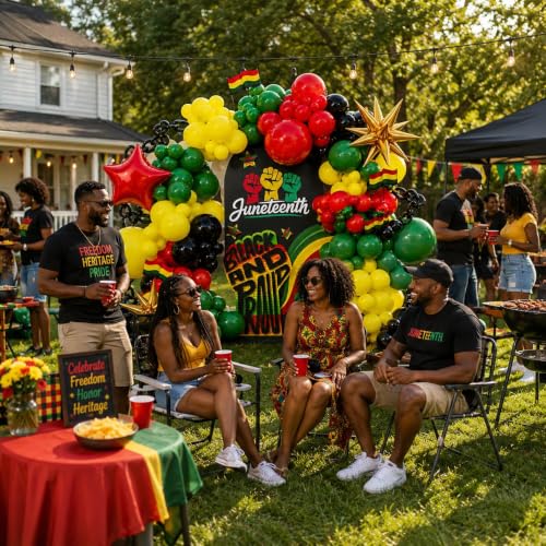 Juneteenth Balloon Garland Arch Kit, 126 Pcs Red Yellow Green Black Balloons for Juneteenth Day Decorations, African American Independence Freedom Day Party Supplies