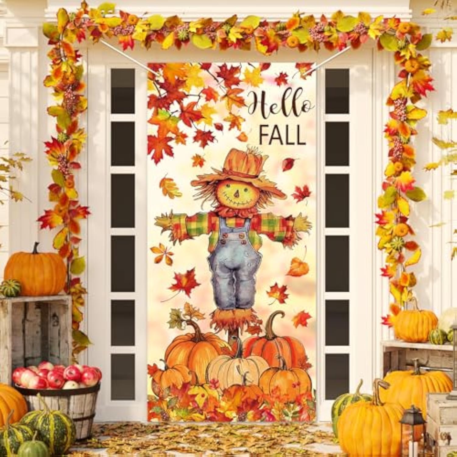 Scarecrow Pumpkin Fall Banner – Autumn Door Hanging 31.5×67"