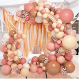 Boho Daisy Balloons Garland Arch Kit, Retro Dusty Rose Pink Blush Brown Nude Flower Balloons For Boho Daisy Flower Theme Birthday Baby Shower Wedding Party Decorations Supplies