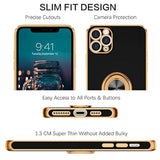 For Iphone 11 Pro Max Case, Phone Case Iphone 11 Promax, Slim Fit Kickstand Ring Holder Shockproof Protection Soft Tpu Bumper Protective Girls Women Boy Iphone 11 Promax 6.5 Cover,Black/Gold