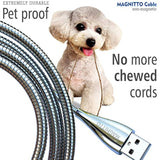Usb-A To Micro Usb Fast Charging Cable, Zinc Alloy Metal Braided Extra Durable Usb2.0 Sync And Charging Cord Sync For Android Phones Devices, 3 Ft, Silver, Pets Chewing Proof