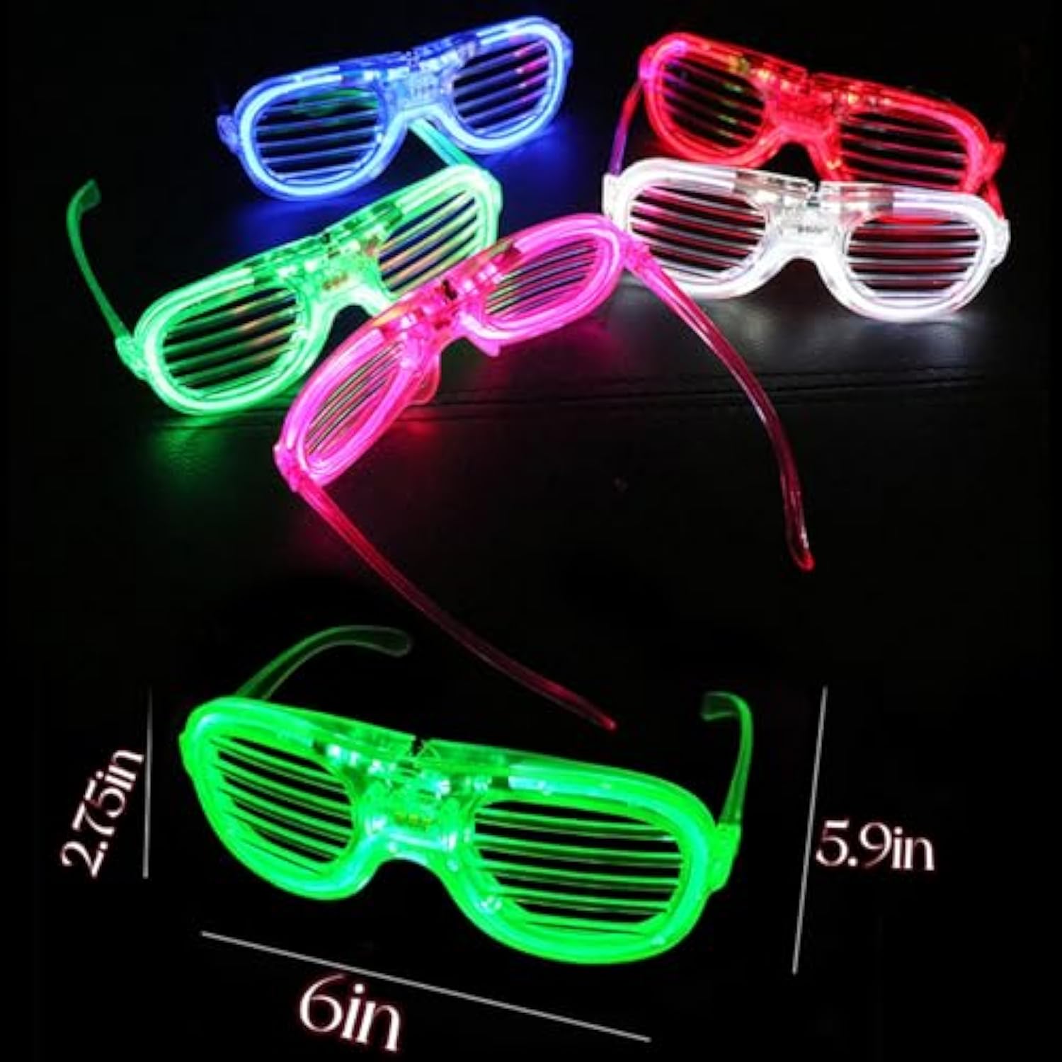 35 Packs Led Glasses 5 Neon Colors Glow In The Dark Party Supplies Favor For Kids Adult Glow Sticks Light Up Glasses Fit Holiday Birthday Valentine'S Day And Halloween Party Supplies Cosplay Christmas