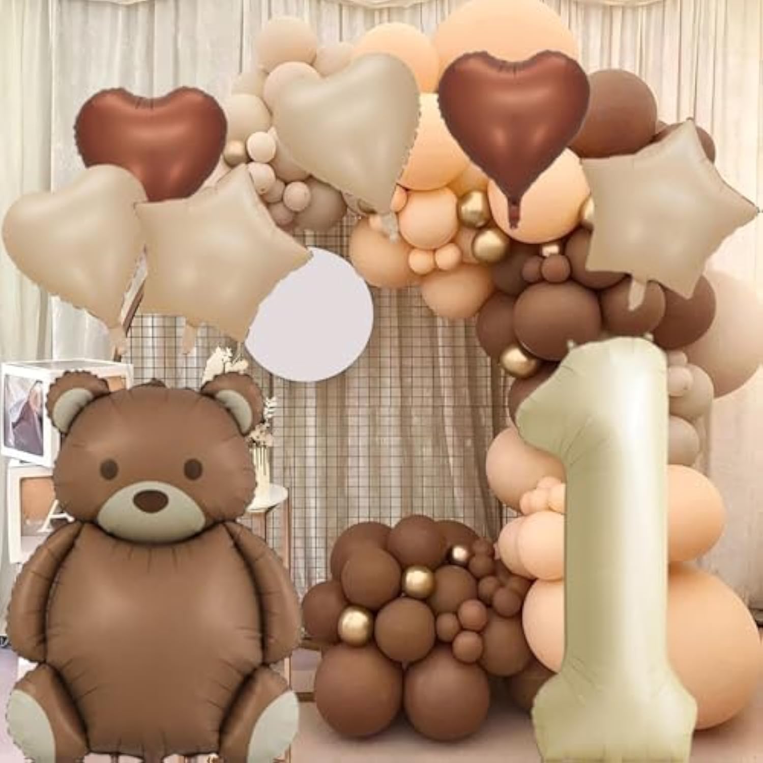 Brown Inflatable Bear Balloons for Birthday Party, Jungle, or Farm Theme Decor