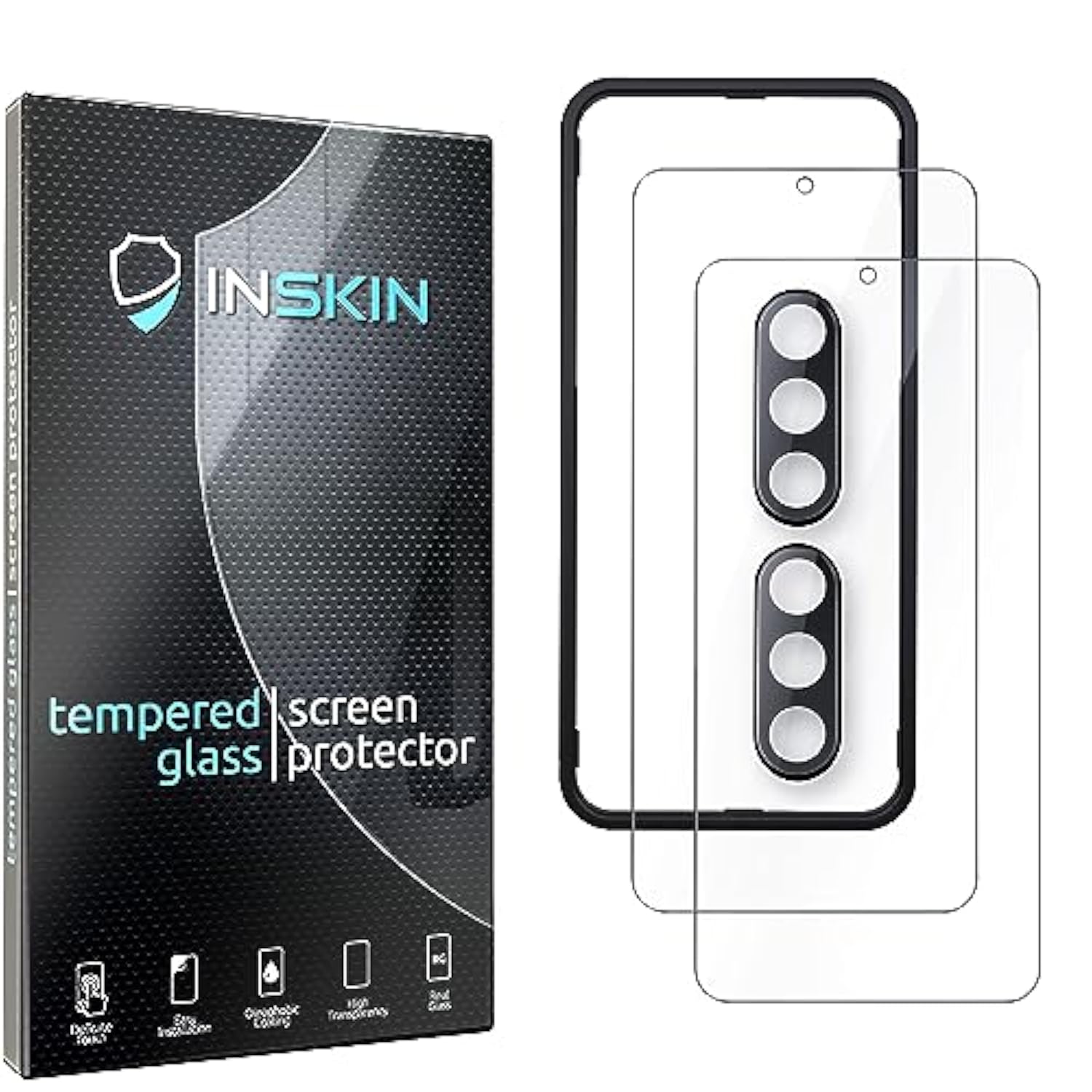 Inskin Tempered Glass Screen Protector for Samsung Galaxy A54 5G SM-A546 6.4 inch [2023] - Ultimate 2+2 Bundle with Camera Lens Guard and Auto Alignment Tray - Ultra HD, Case Compatible
