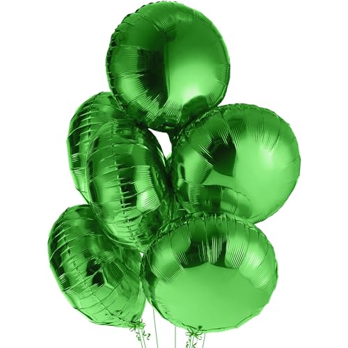 Dark Green Metallic Foil Mylar Party Balloons, 18 Inch, Pack of 6