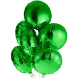 Dark Green Metallic Foil Mylar Party Balloons, 18 Inch, Pack of 6