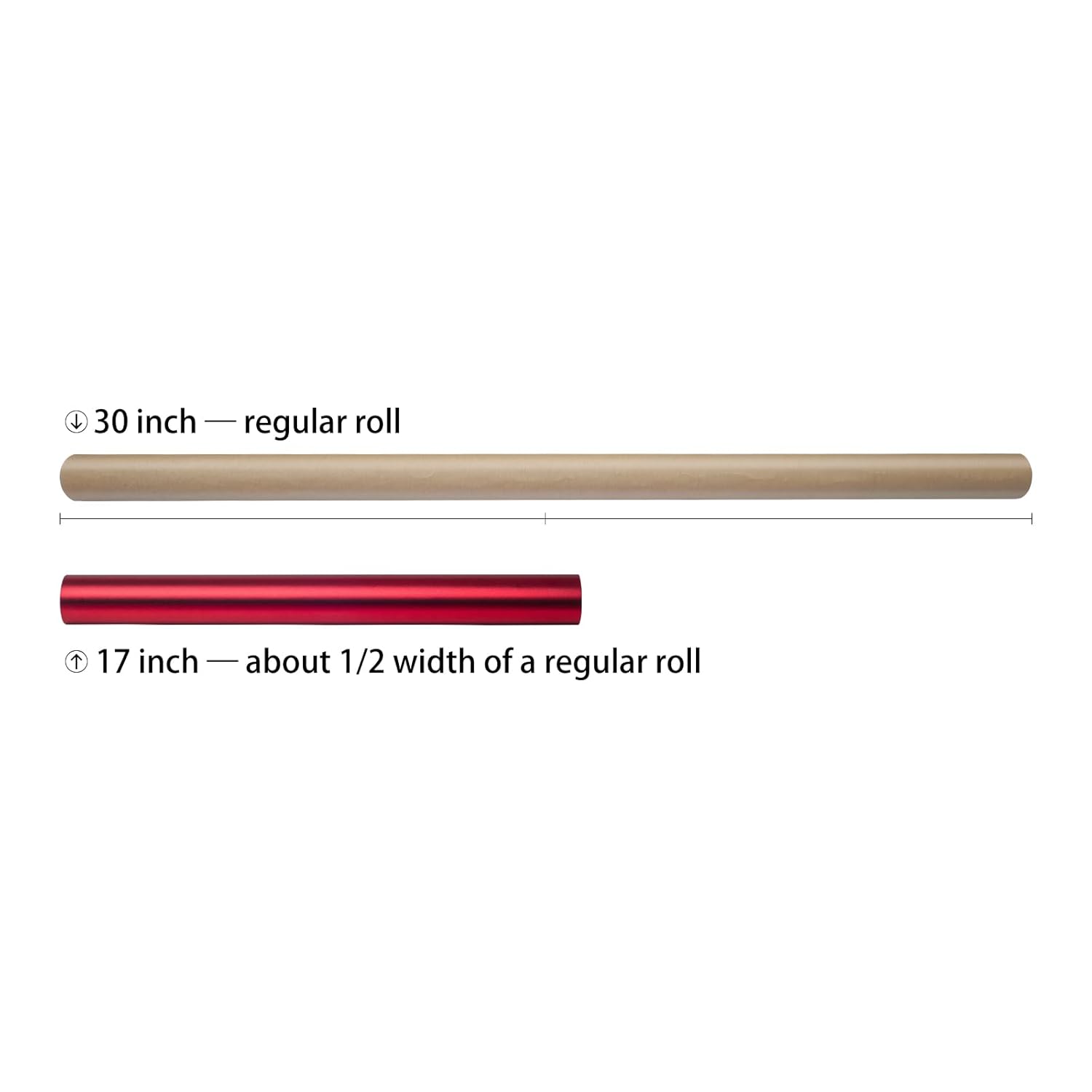 Mini Short Small Christmas Wrapping Paper Roll (17 Inches X 32.8 Feet) - Matte Red For Holiday, Birthday, Wedding, Baby Shower …