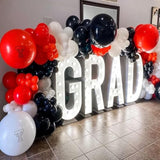 Red Black And White Balloon Arch Kit, 140Pcs Red And Black White Silver Garland Kit, 18 12 10 5 Inch Different Size Balloons For Birthday Party Anniversary Racing Car New Year Prom Decorations