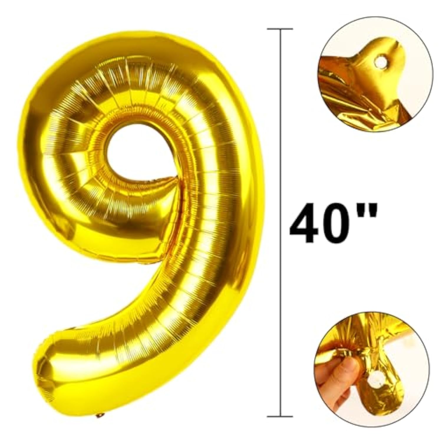 40 Inch Gold Balloon Number 9,Jumbo Mylar Foil Helium Balloon For 9 19Th 29Th 39Th 90Th 99Th Digital Balloons For Birthday Party,Wedding Anniversary Party Decorations