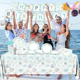 Seashell Beach Theme Party Decorations-142Pcs Beach Seashell Plates And Napkins Ocean Nautical Theme Plates Tableware Seashell Tablecloth For Summer Bash Beach Wedding Birthday Party Supplies