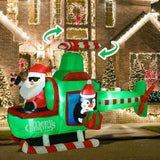 6.5Ft Christmas Inflatable Helicopter Santa Claus Yard Decoration With Rotating Propeller, Built-In Led Lights, Blow Up
