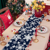 72 X 13 Inch Christmas Table Runner, Navy Blue With White Snowflake Pattern For Winter Holiday Dining Table, Kitchen, Coffee Table, And Xmas Party Decorations