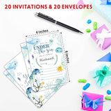 Under The Sea Birthday Invitations, Ocean Animals Double-Sided Fill-In Invite Cards For Birthday Party?Boys, Girls, Kids,Teen, 20 Invitations With Envelopes, Decorations,Party Favor And Supply-A16