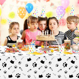 4 Pack Cat Tablecloth Paw Print Tablecloth Cat Themed Table Cover Cats Dogs Plastic Tablecover Bone Sign Table Cloth Cat Party Supplies Cat Birthday Decorations Kitty Theme Birthday Decor 86 X 51 Inch