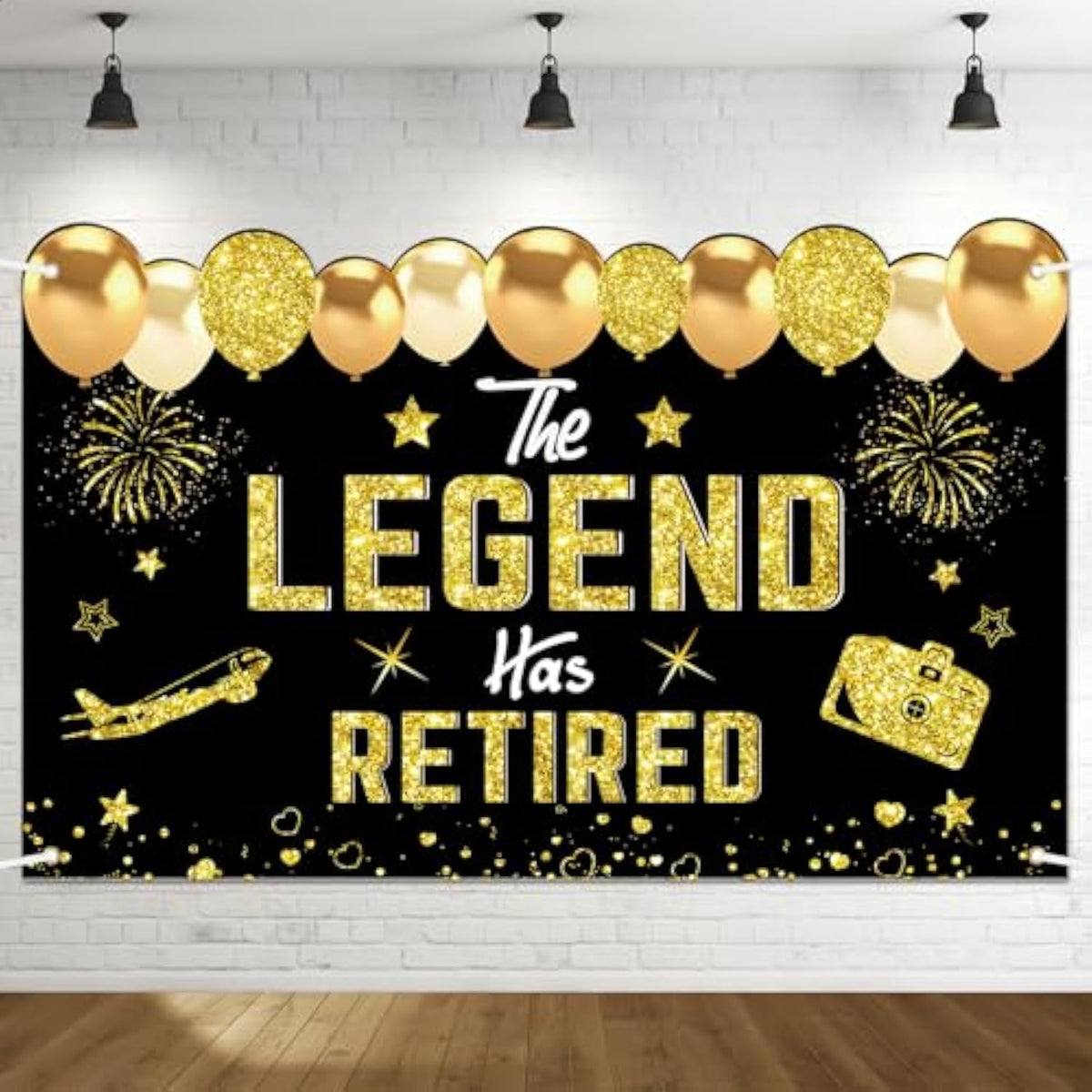 Retirement Party Decorations, Black Gold Retirement Banner For Men Women The Legend Has Retired Banner Happy Retirement Backdrop Party Supplies Sign