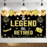 Retirement Party Decorations, Black Gold Retirement Banner For Men Women The Legend Has Retired Banner Happy Retirement Backdrop Party Supplies Sign