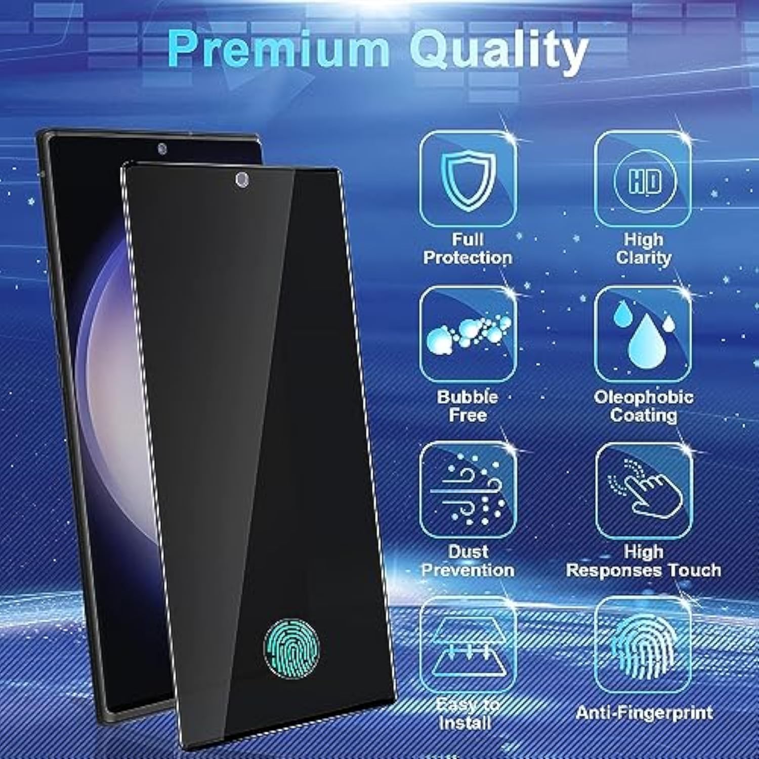 2+2 Pack Privacy Screen Protector Compatible With Galaxy S23 Ultra 5G - 2 Privacy Film + 2 Camera Lens Tempered Glass, High Clarity Bubble Free, Anti-Spy Protection