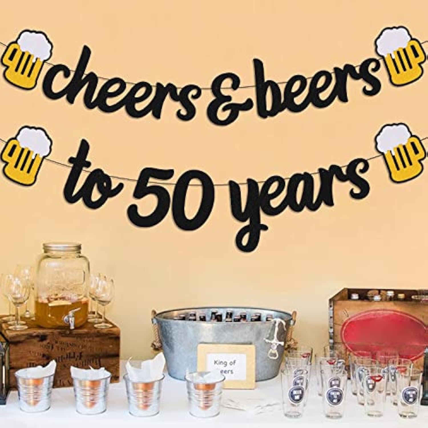 Cheers Birthday Banner Sparkle Black Decor for Milestone Anniversaries & Ages