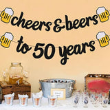 Cheers Birthday Banner Sparkle Black Decor for Milestone Anniversaries & Ages