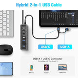 Powered Usb Hub, 7-Port Usb 3.2/Usb C Hub With 10Gbps Usb-A 3.2, 2 Usb-C 3.2,