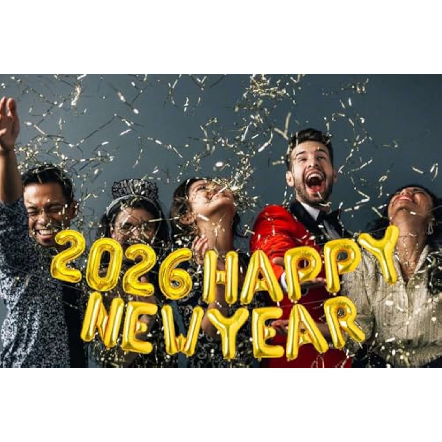 16 Inch Gold 2026 Happy New Year Foil Balloons for Party Decorations
