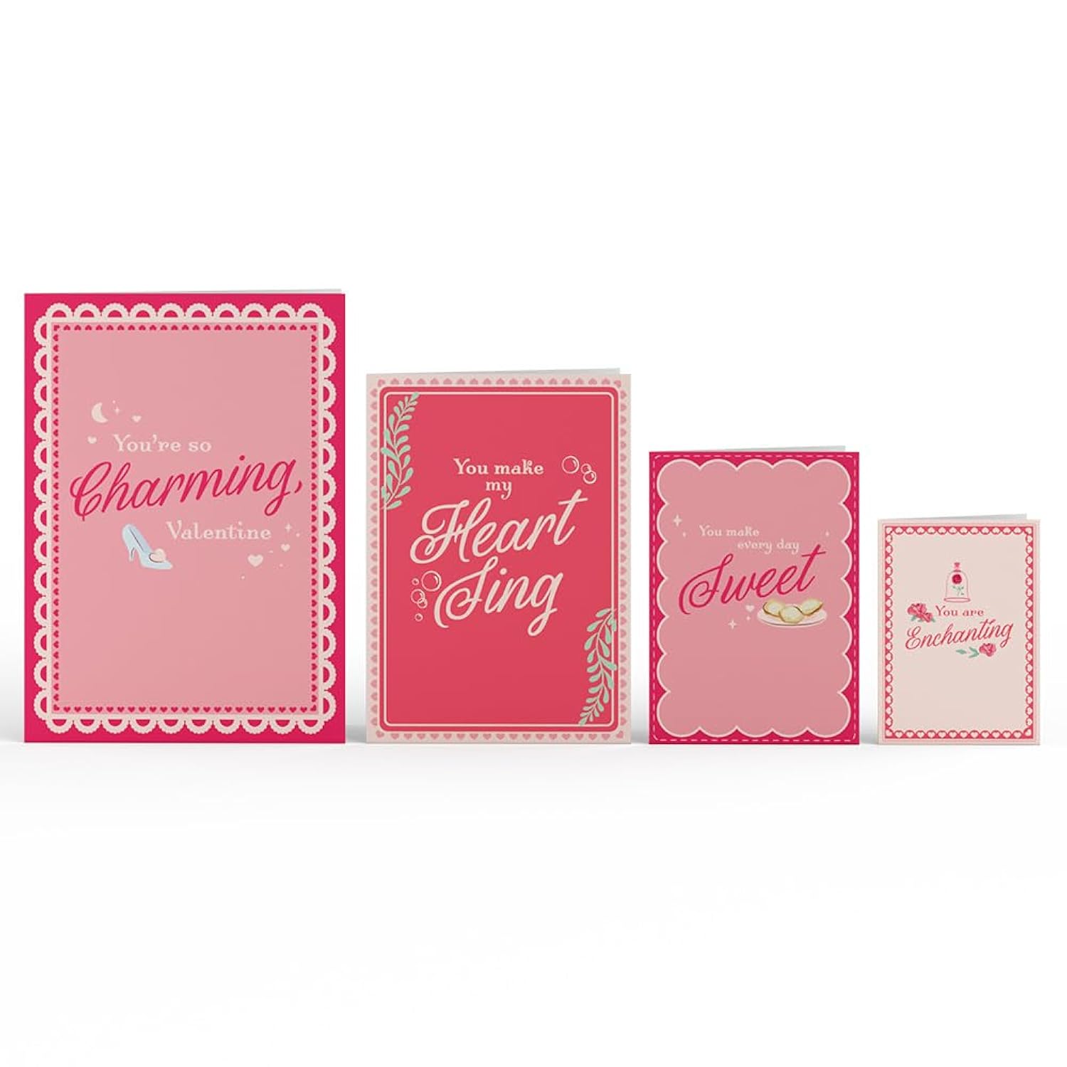 Valentines Day Card For Her, Him - 3D Disney Pop-Up Nesting Card - Disney Princesses - 4 Cards - 5" X 7" - Blank Notecard & Envelope Included