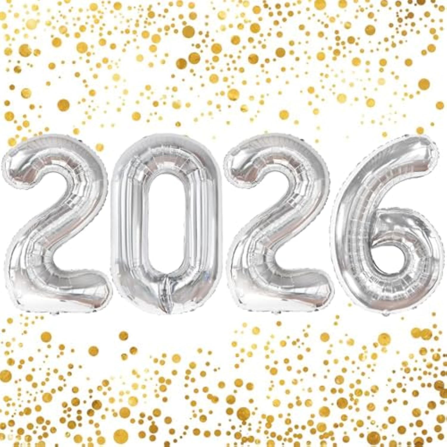 16 Inch Silver 2026 Number Foil Balloons for New Year Party Decorations