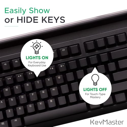 Keymaster Learn To Type Keyboard; Typing Practice With Show Or Hide Keys; Blank Key Caps; Teach Students To Touch Type; Keymaster Mechanical Training Tool; Better Than Keyboard Cover Or Skin