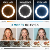 Overhead Phone Mount With Ring Light, 10" Led Selfie Ring Light For Desk With Phone Holder And Remote Canvas Lamp Light For Youtube Live Stream Cooking Video Recording Vlog Zoom Meeting