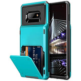 For Samsung Galaxy S10E Case Wallet [4 Card Pocket] Card Holder Slot Scratch Resistant Dual Layer Protective Bumper Tough Rubber Armor Hard Shell Cover Case For Galaxy S10 E Light Blue